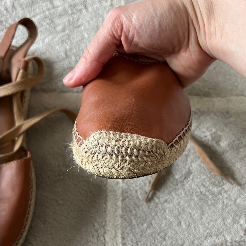 Susina Brown Leather Espadrille Lace-Up Sandals - Picture 3 of 5